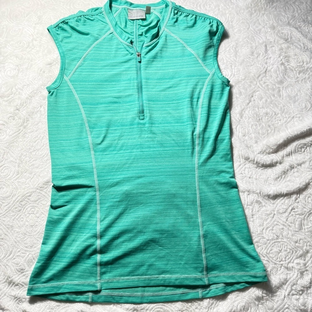 Athleta Teal Sleeveless Half Zip Active Top Size S